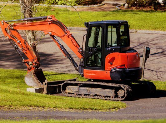 Orange mini excavator