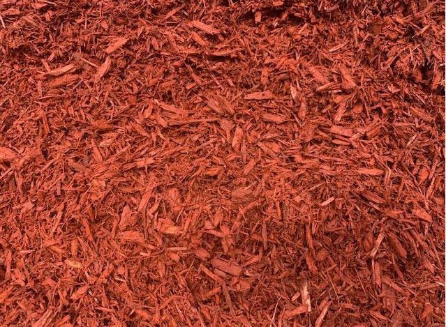 Premium red dyed hardwood mulch