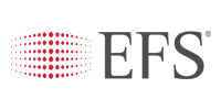 The logo for efs is a globe with red dots on it.