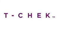 The logo for t-chek is purple and white on a white background.