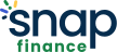 The snap finance logo is blue and green on a white background.