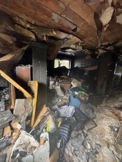 A house floor with significant damage