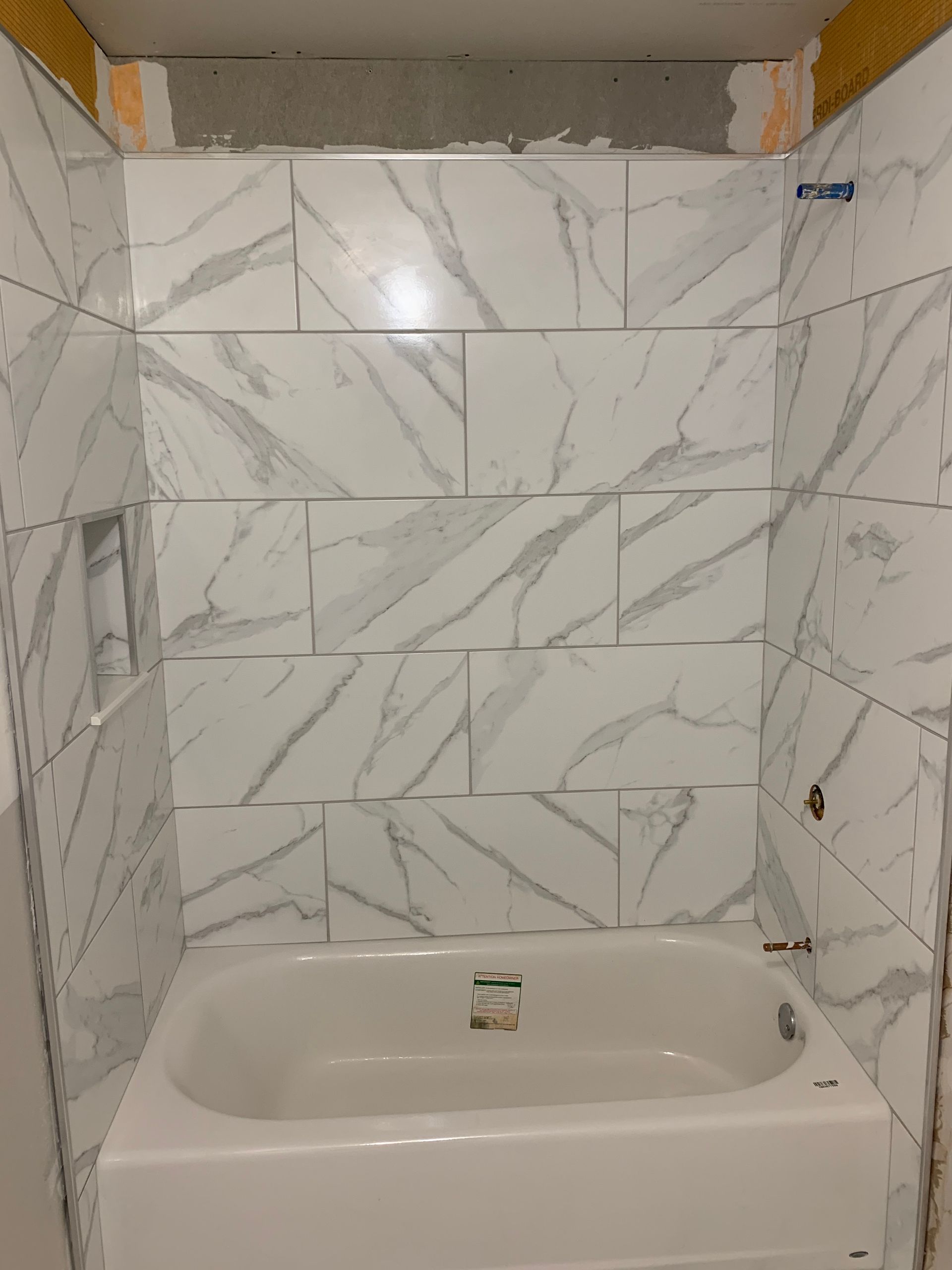 Bathtub tiles under construction