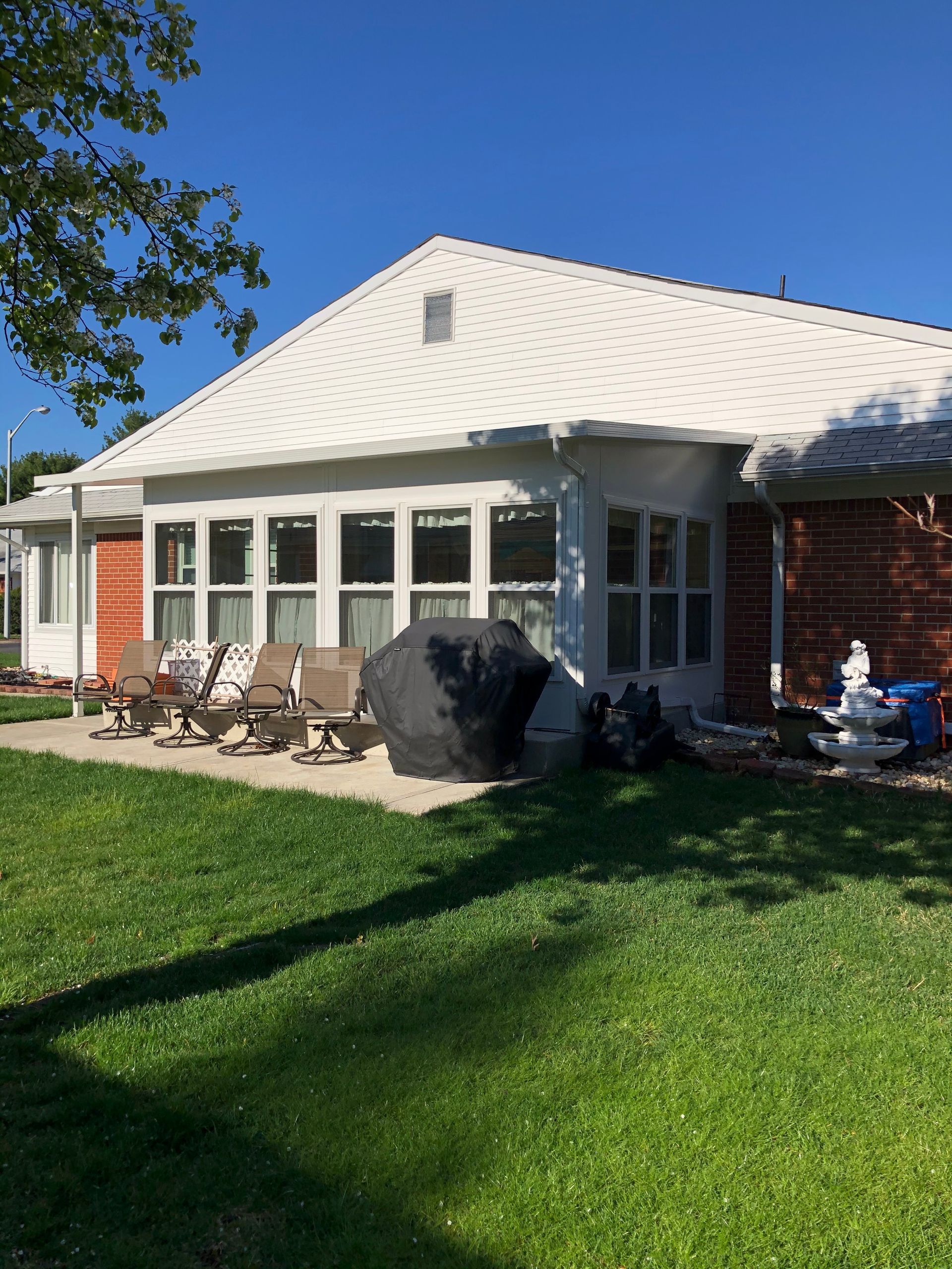 Exterior of a house with a sunroom