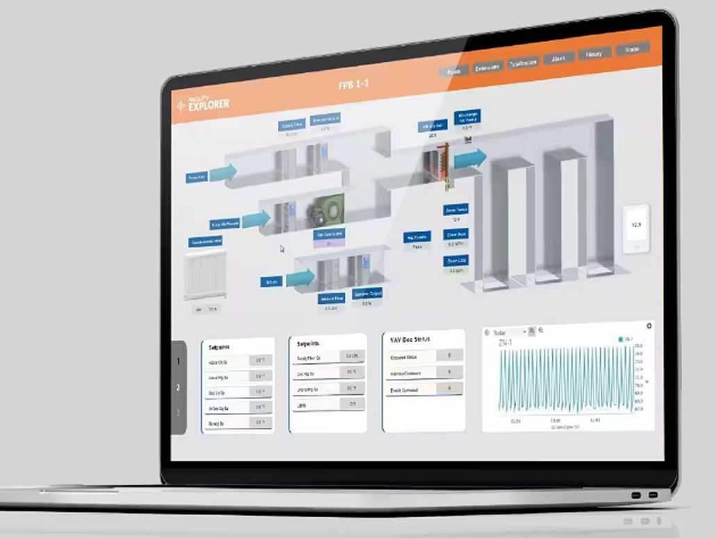 Air conditioning unit next to a brick building.