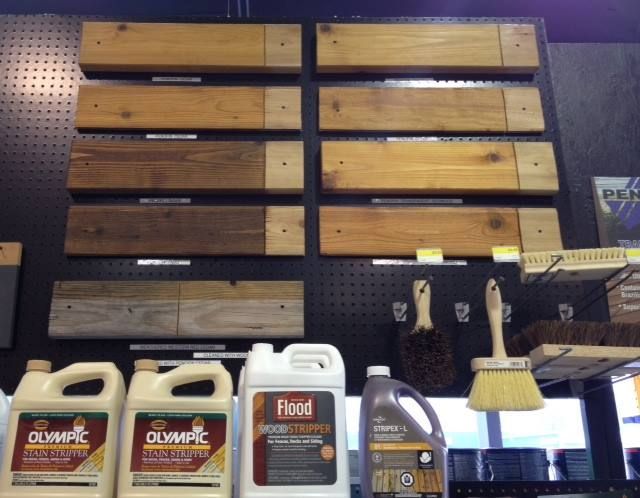 Several bottles of olympic products are on display