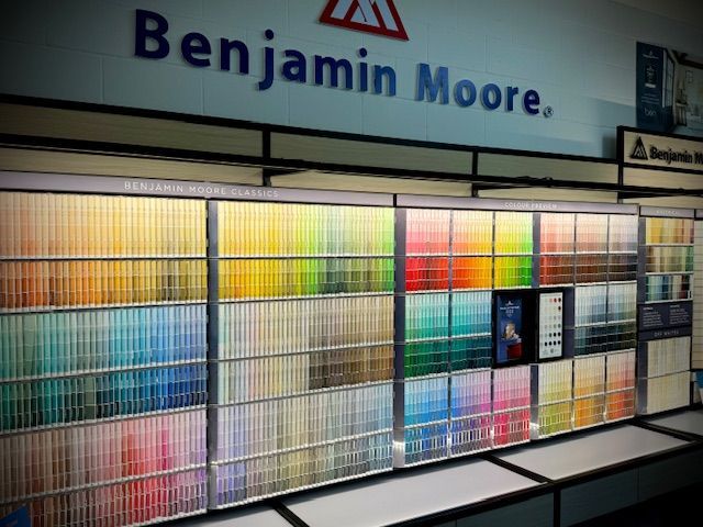 A display of benjamin moore paints in a store