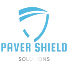 Paver Shield Solutions logo with a blue shield icon and gray text on a white background