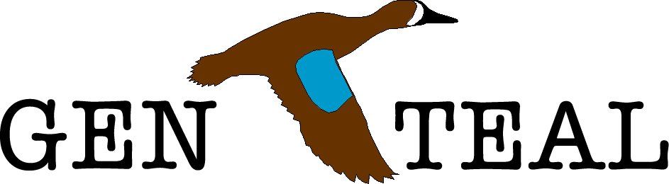 Logo with a brown duck in flight, with a blue patch on its wing, and the words