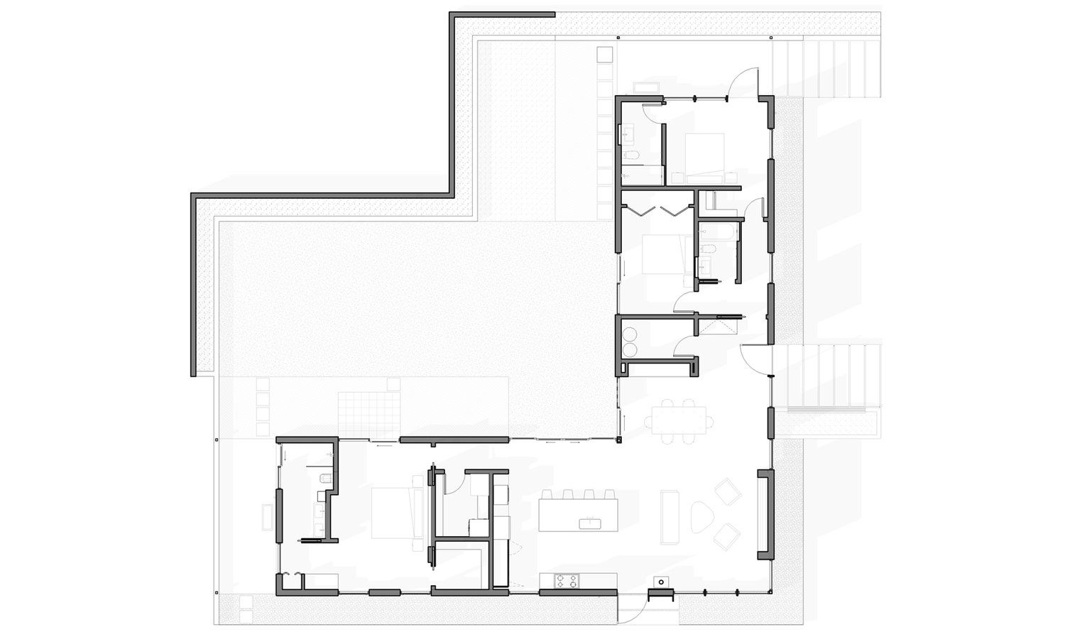 A black and white floor plan of a house on a white background.