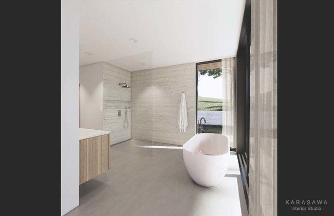 bathroom with a bathtub and a walk in shower.