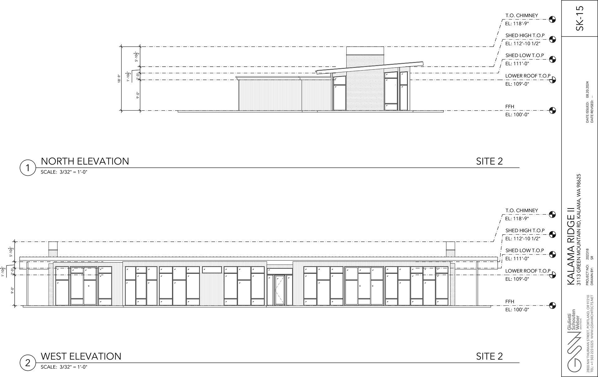 north and west elevation