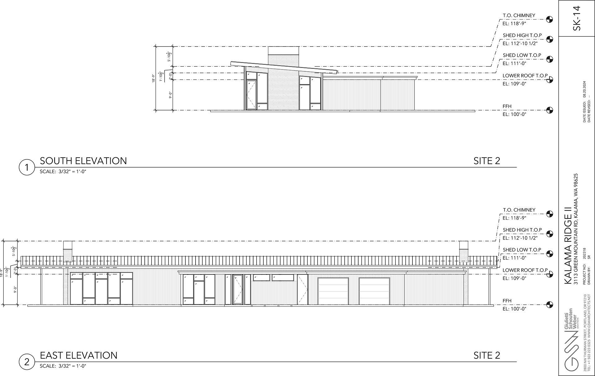south and east elevation
