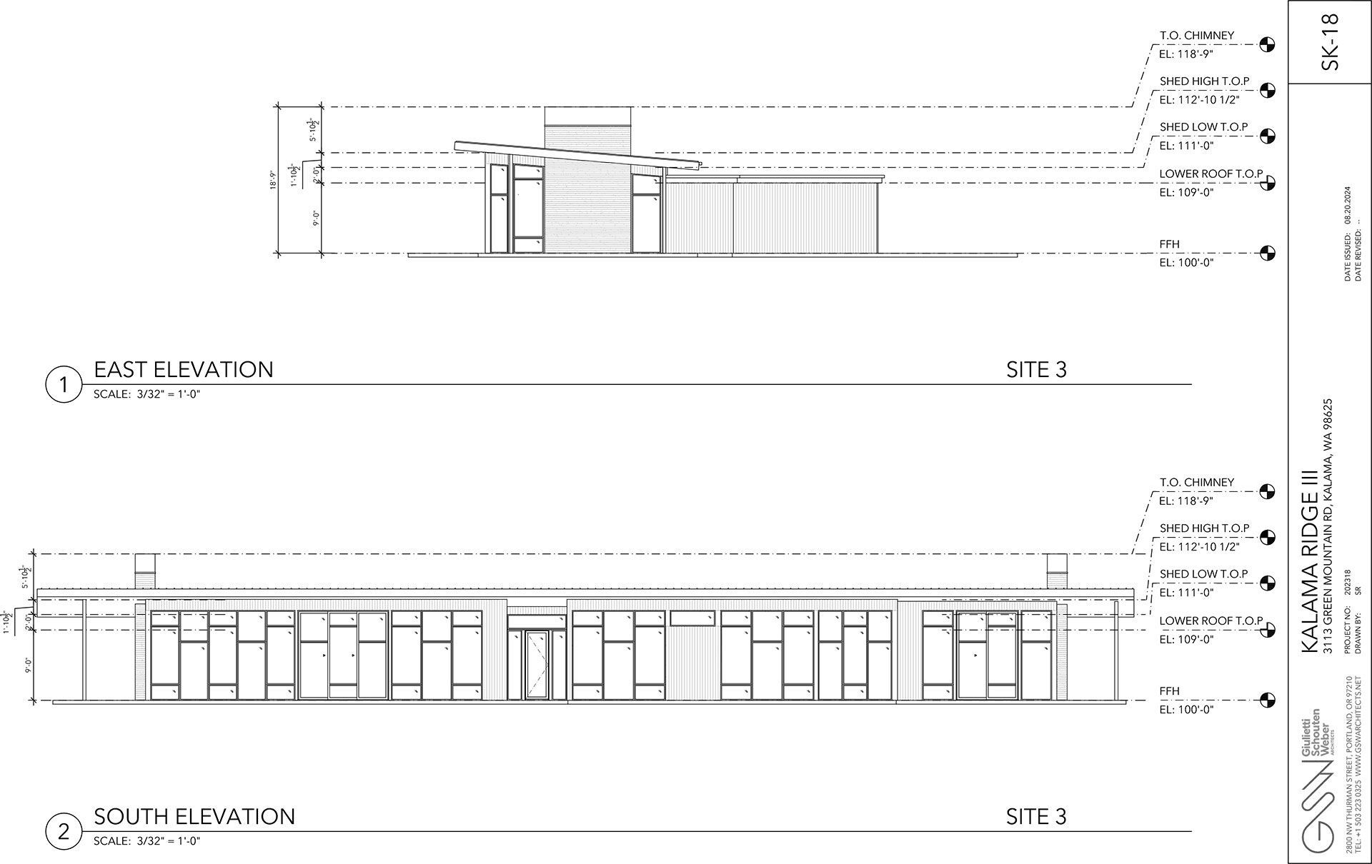 east and south elevation plan