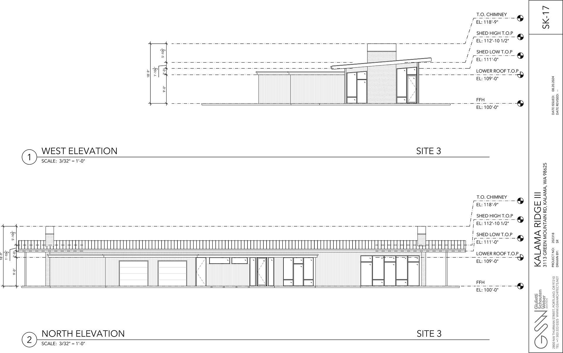 west and north elevation plan