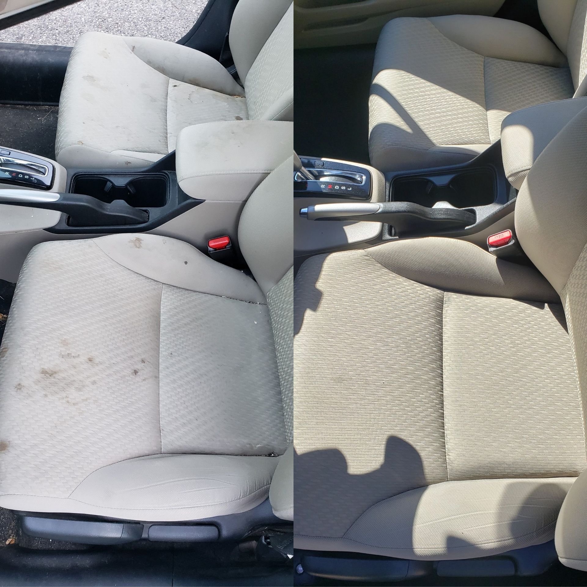before and after cleaning seat