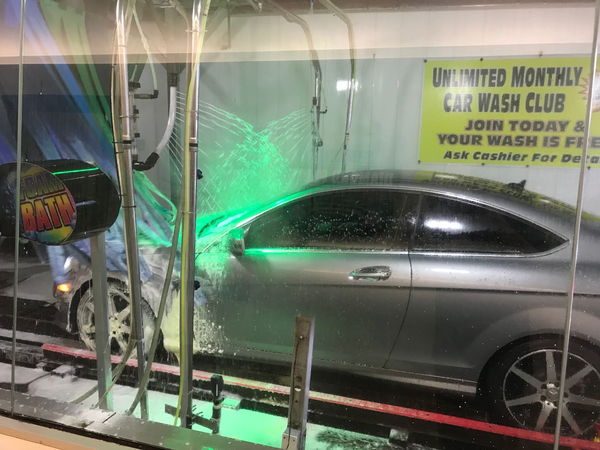 car wash green soap silver honda drivers side