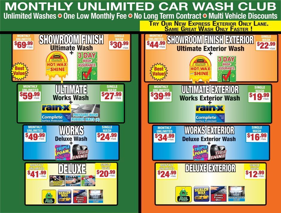 Monthly unlimited car wash club