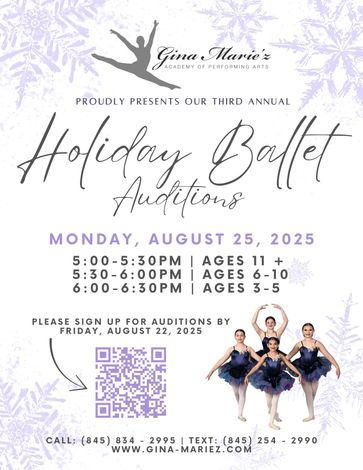 holiday ballet, ballet show, dance show, holiday show, auditions, dance performance, christmas 2025, ulster county, hudson valley