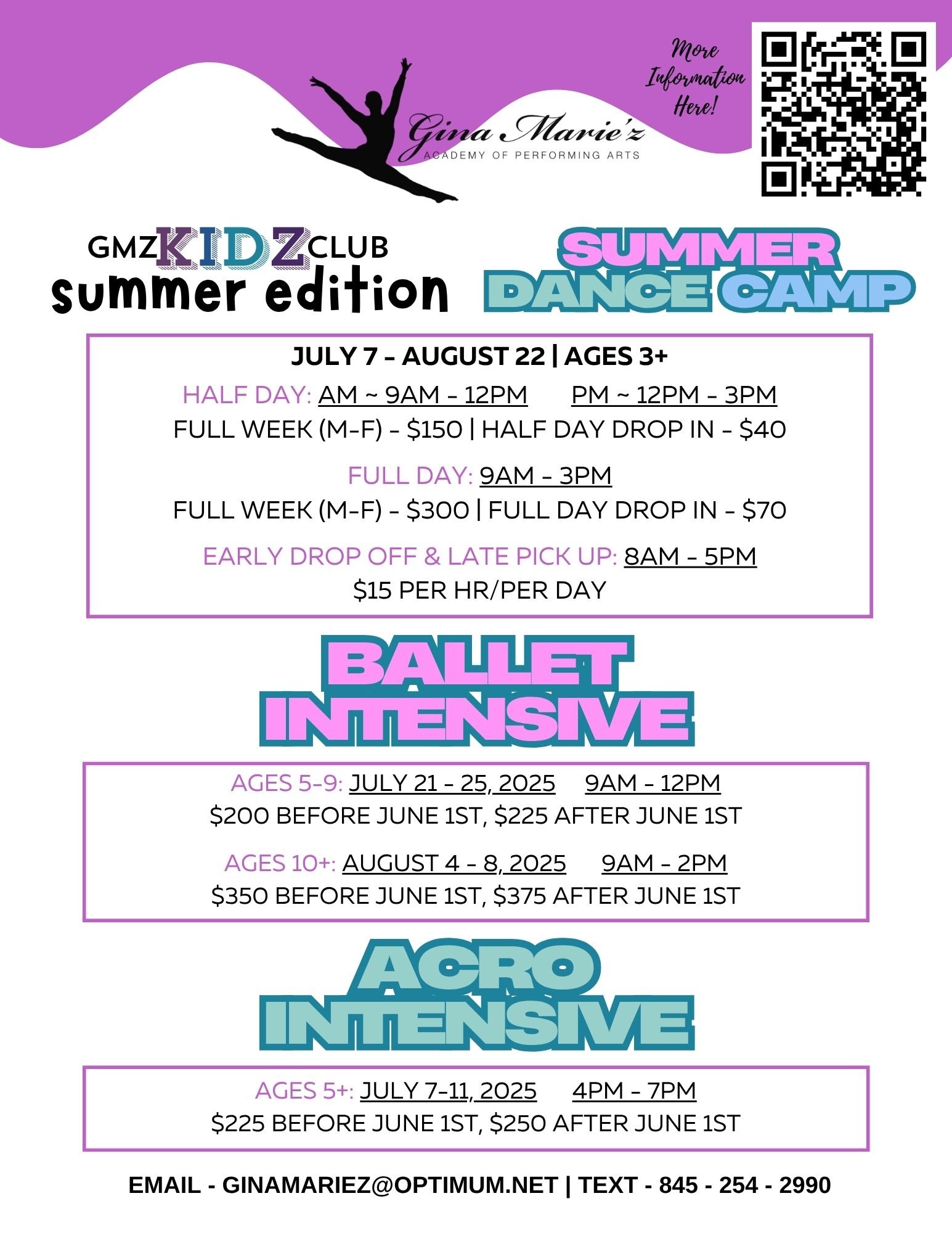 summer camps and intensives