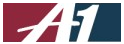 A1 logo in white italic letters on a dark blue and burgundy rectangular background.