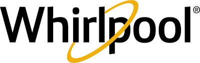 Whirlpool logo: black text with a gold oval swirling around the word