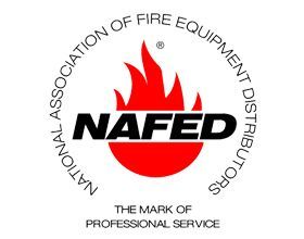 A logo for the national association of fire equipment distributors