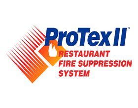 A logo for protex ii restaurant fire suppression system