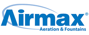 Airmax logo in blue text, with a light blue curved line over the name, and
