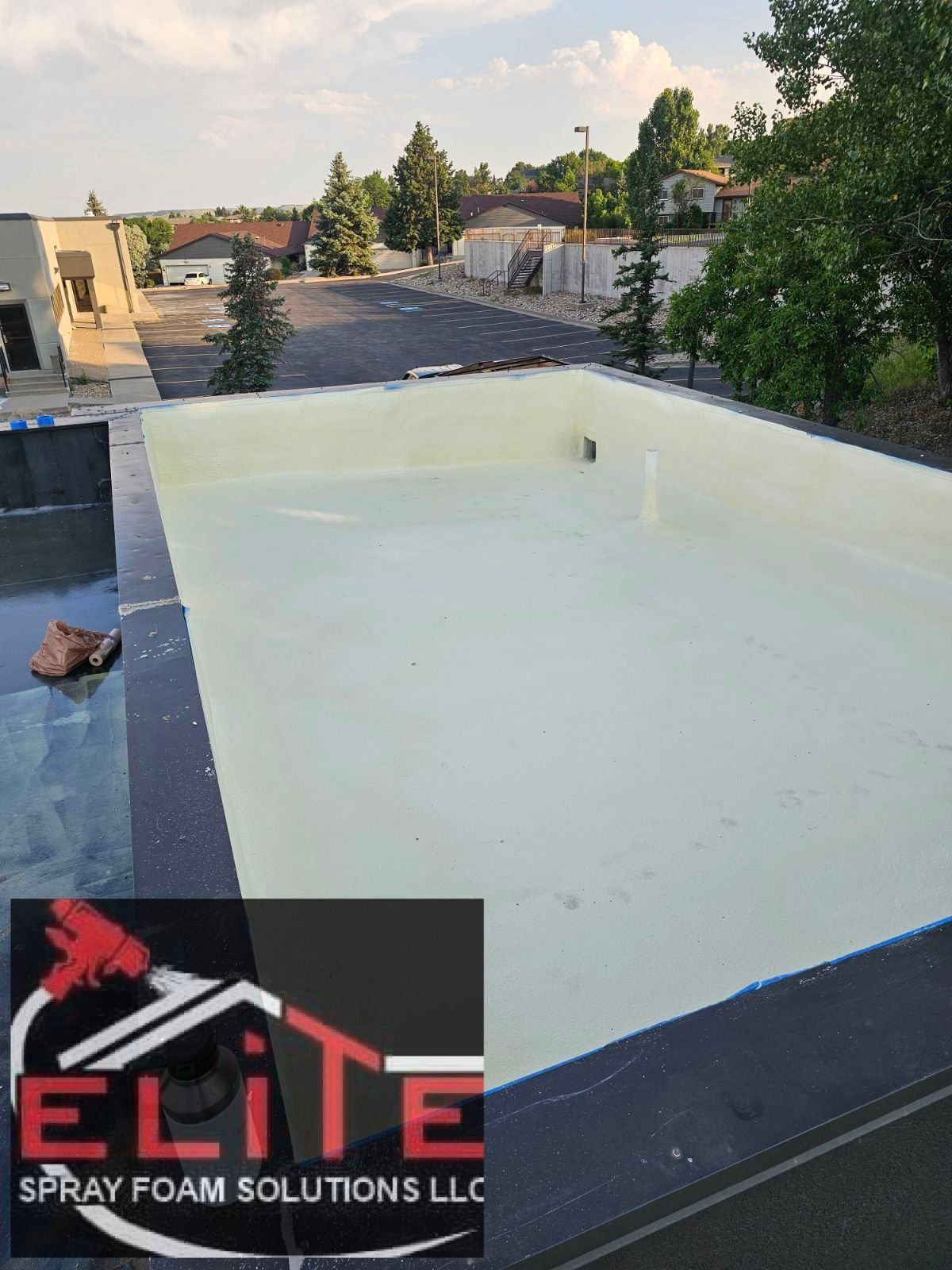 A picture of a roof with spray foam insulation