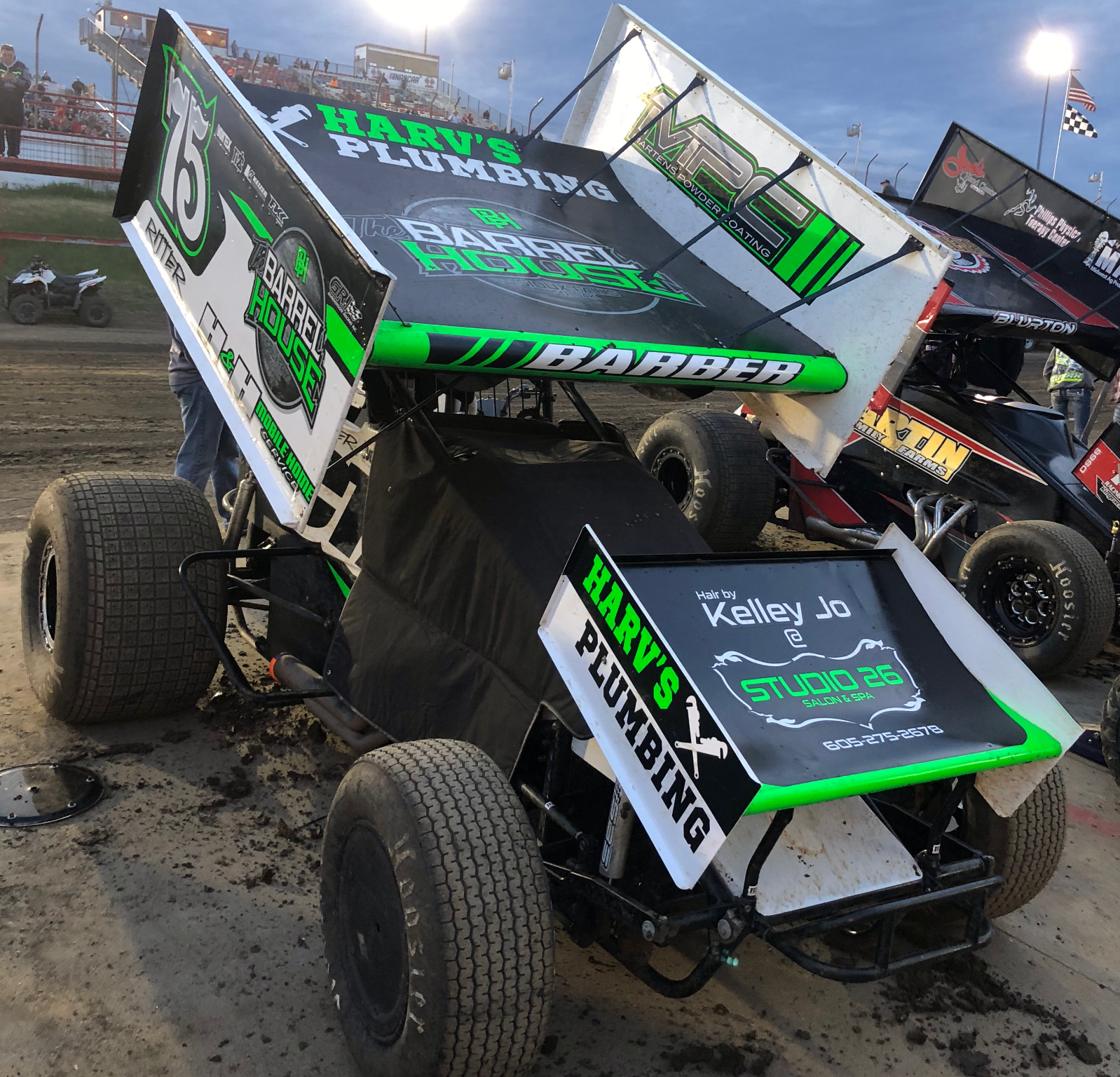 A race car with the number 75 on it