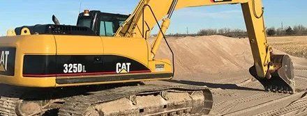 Backhoe working  for sand and gravel materials
