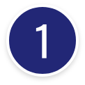 The number 1 is in a blue circle on a white background.