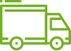 A green delivery truck icon on a white background.