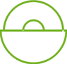 A green circle on a white background.