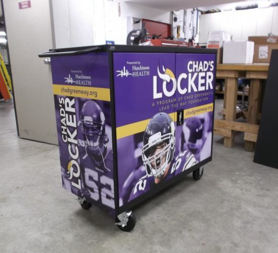 A mobile locker featuring Minnesota Vikings imagery and 