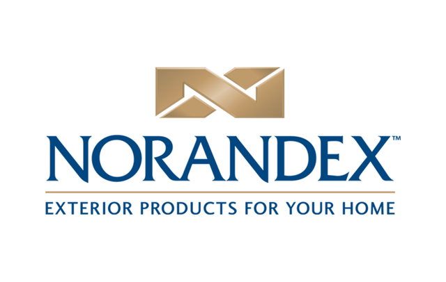 Norandex logo with stylized "N" in gold above blue text "NORANDEX" and tagline "Exterior Products for Your Home."