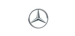 Mercedes-Benz logo, silver three-pointed star in a circle on a white background