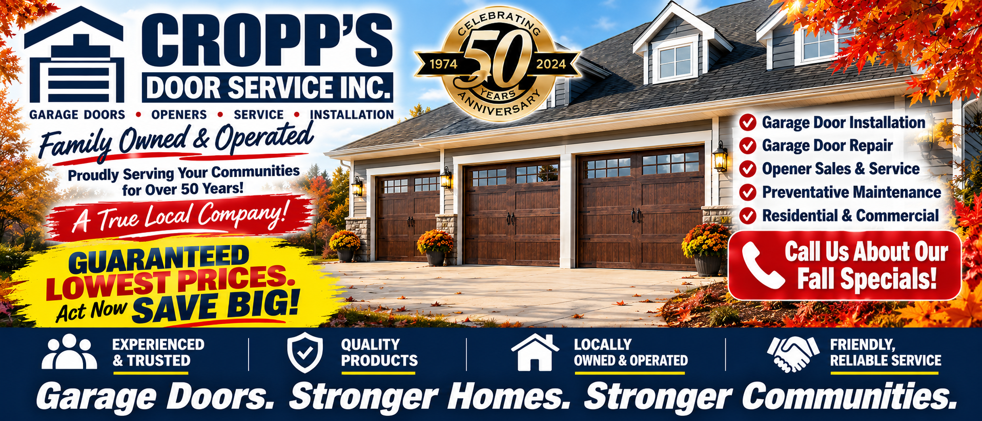 Cropp’s Door Service Inc's ad for fall specials
