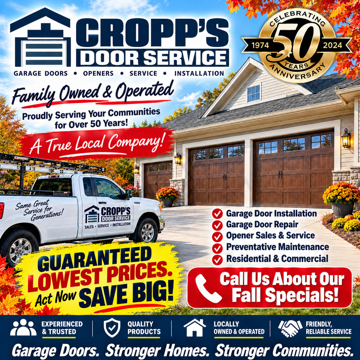 Cropp’s Door Service Inc's ad for fall specials