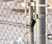 Locked chain link fence