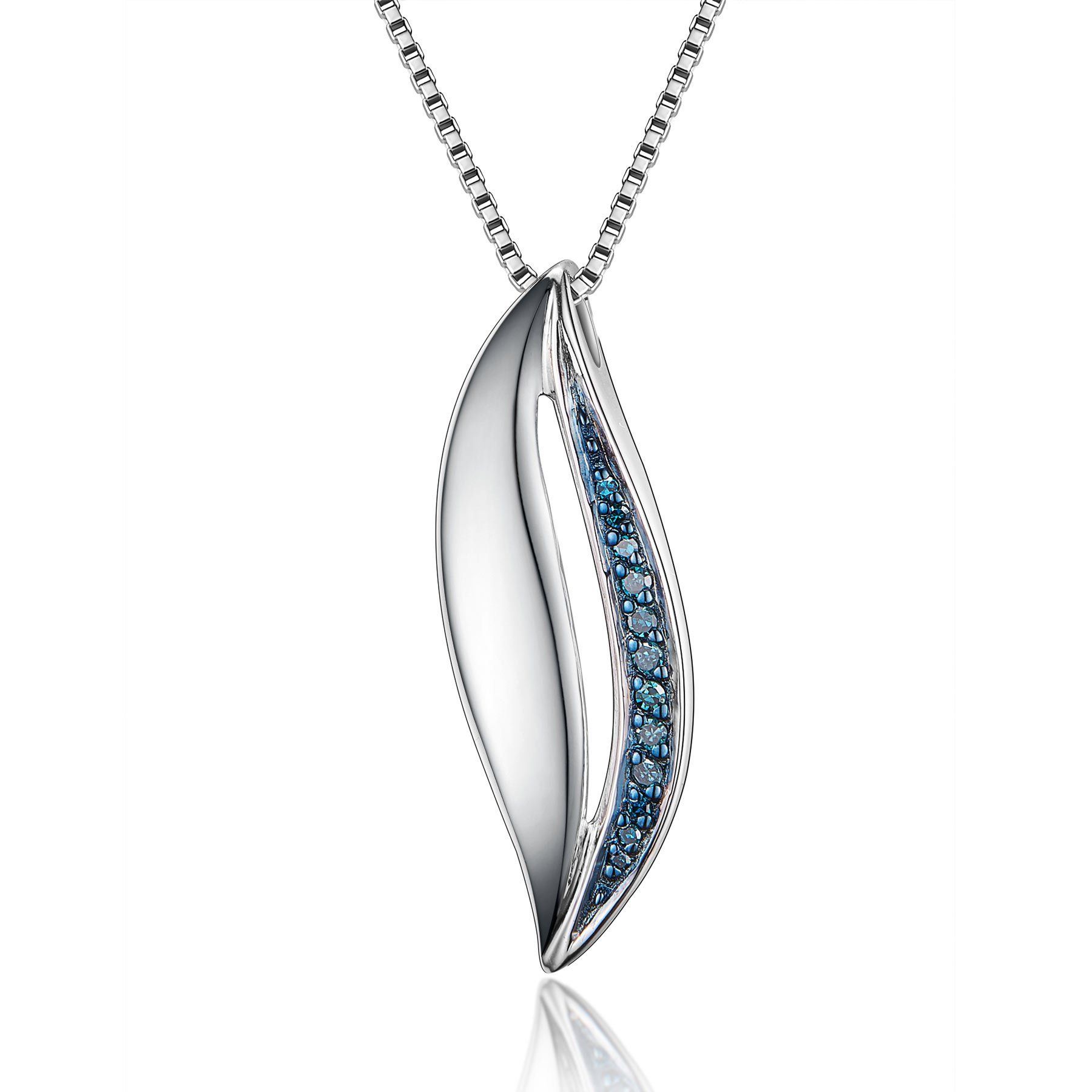 Silver necklace with blue diamond