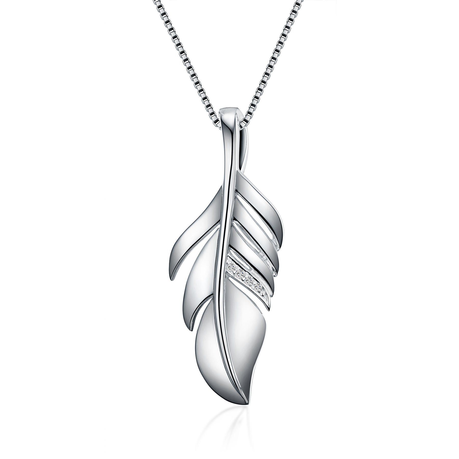 silver feather necklace