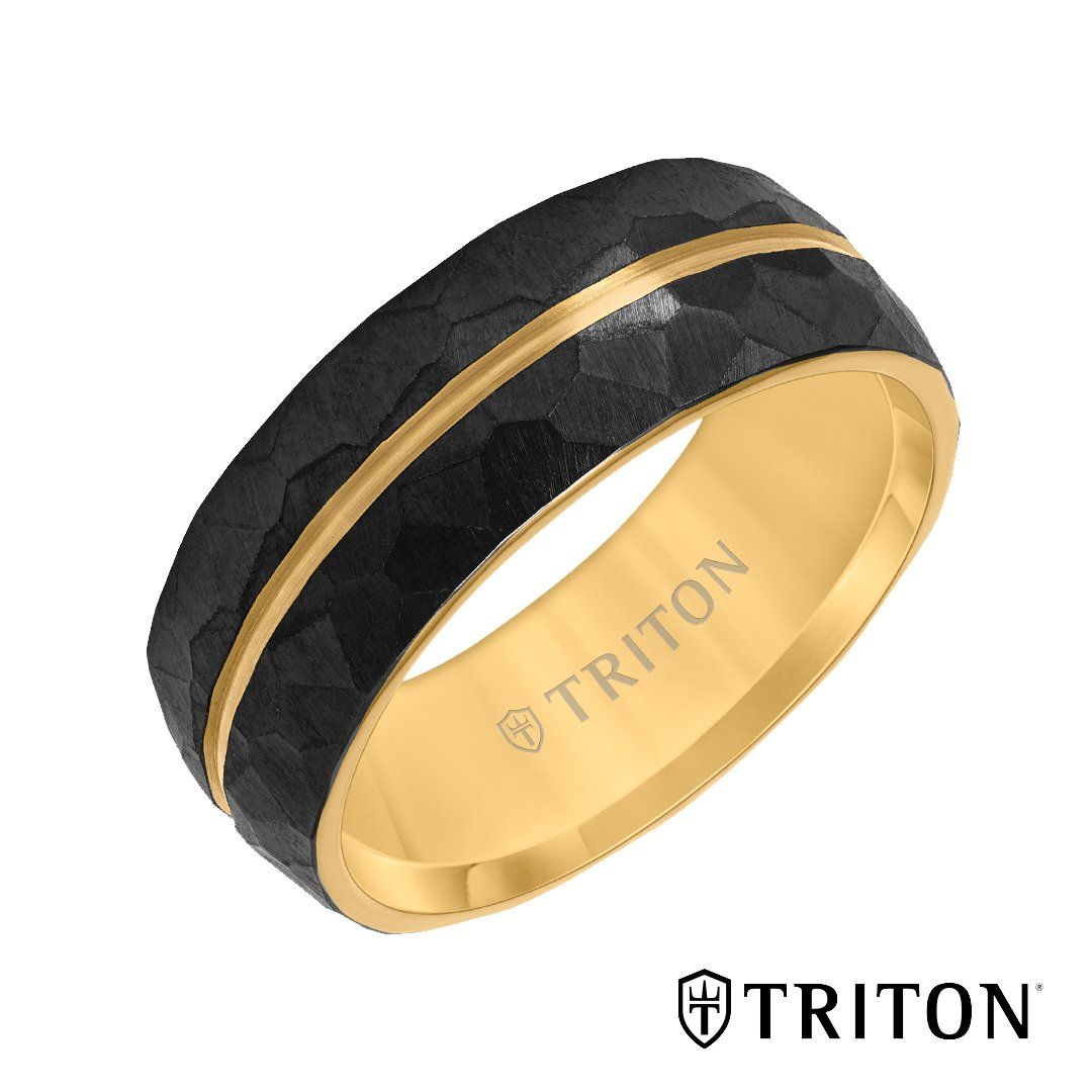 triton ring black with gold line in the middle