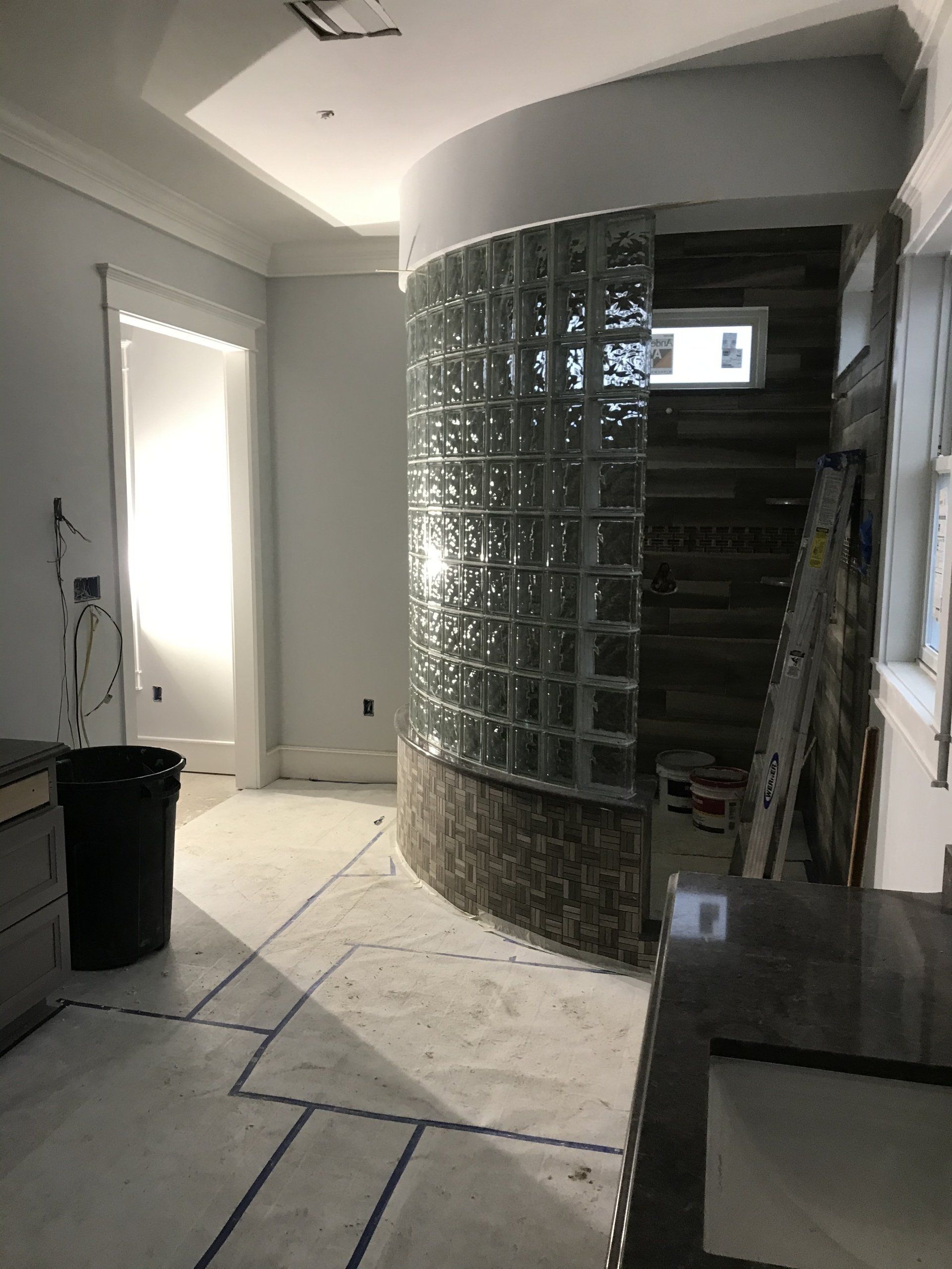 Elegant glass block wall design