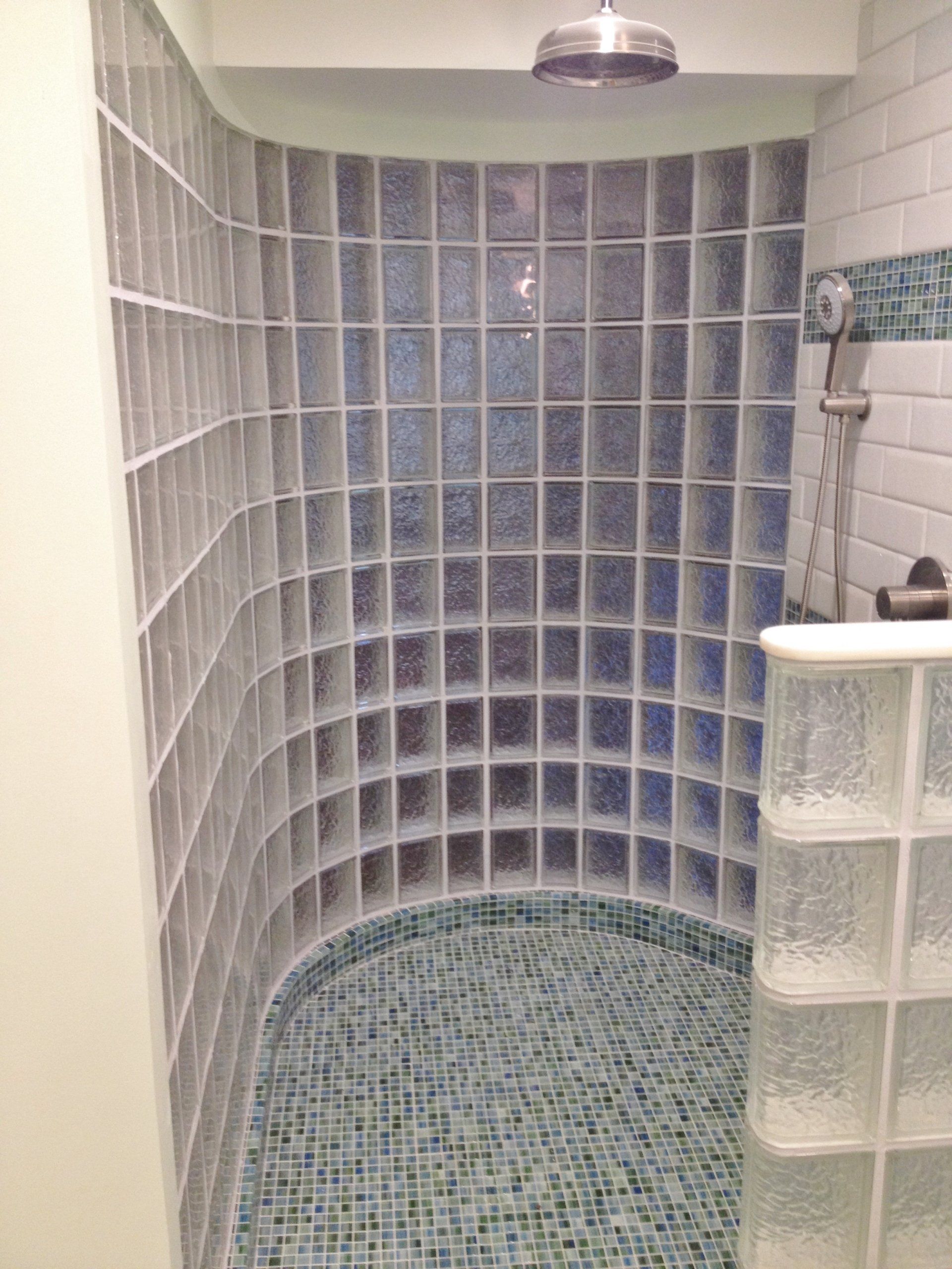 Beautiful glass block shower wall