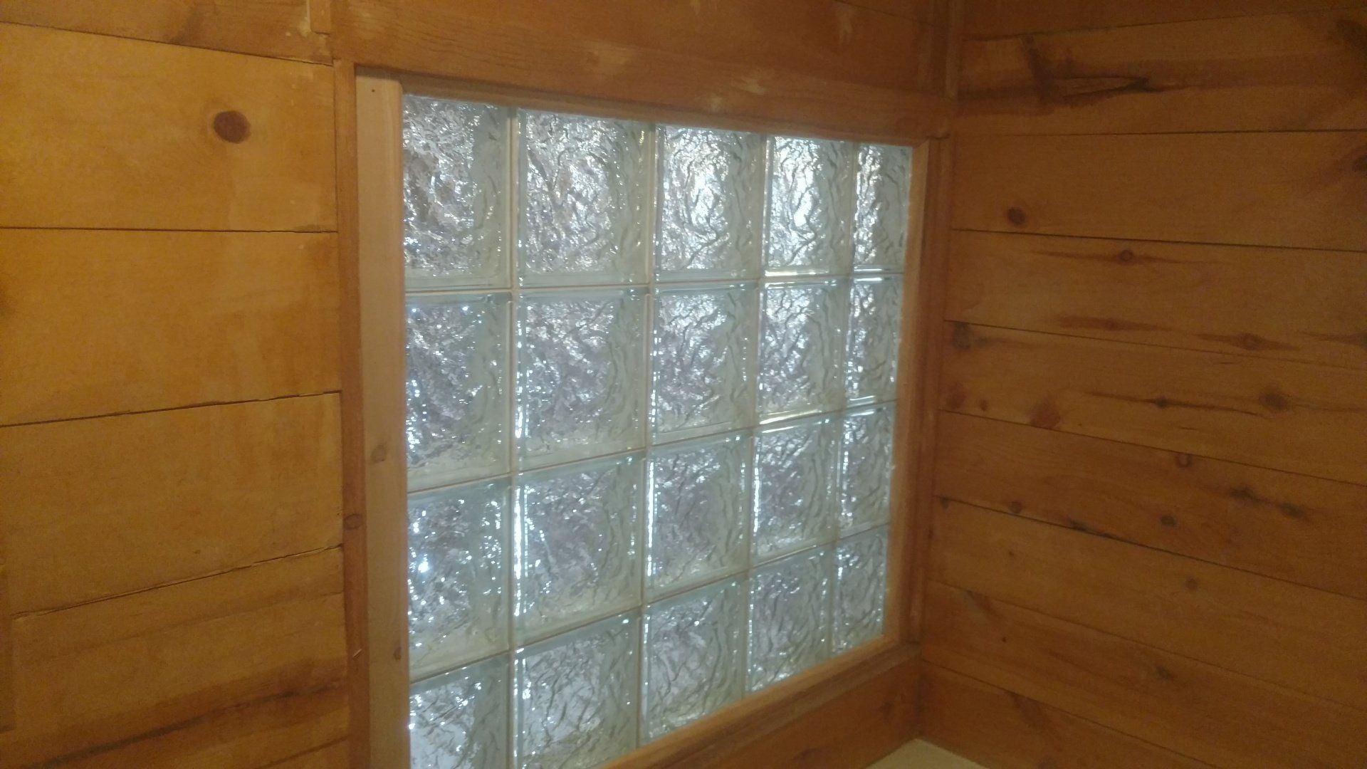 Newly installed glass block