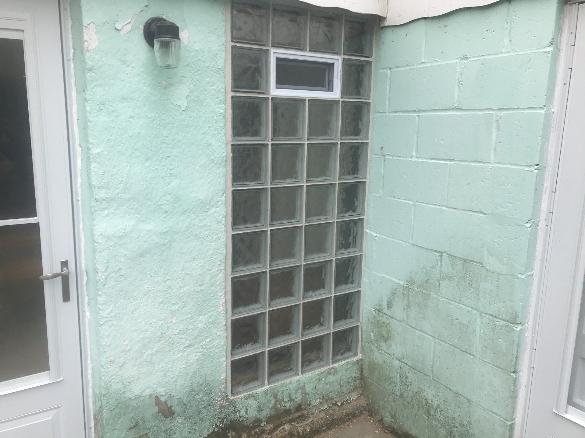 A new window with glass block installed