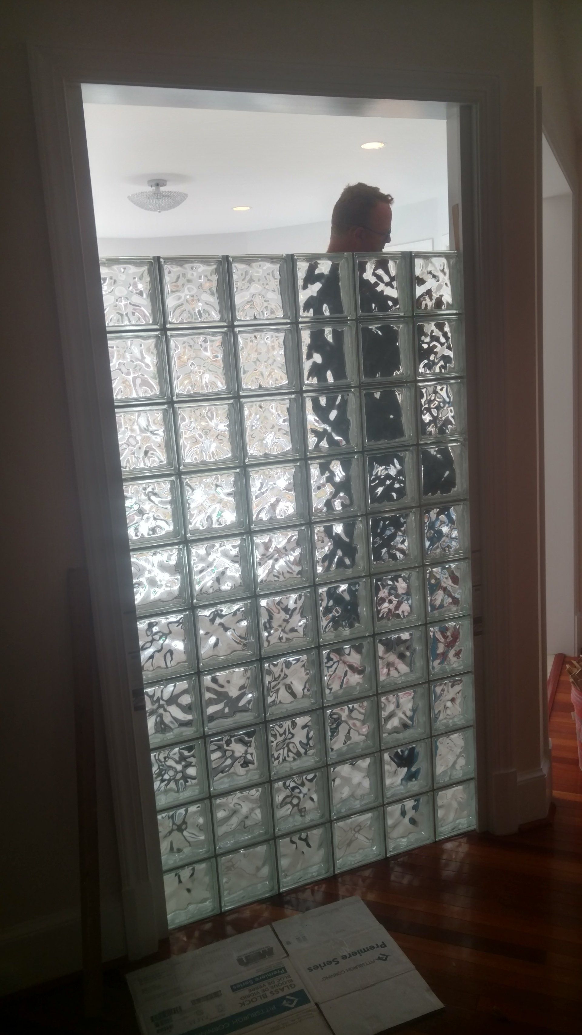 Newly installed glass block