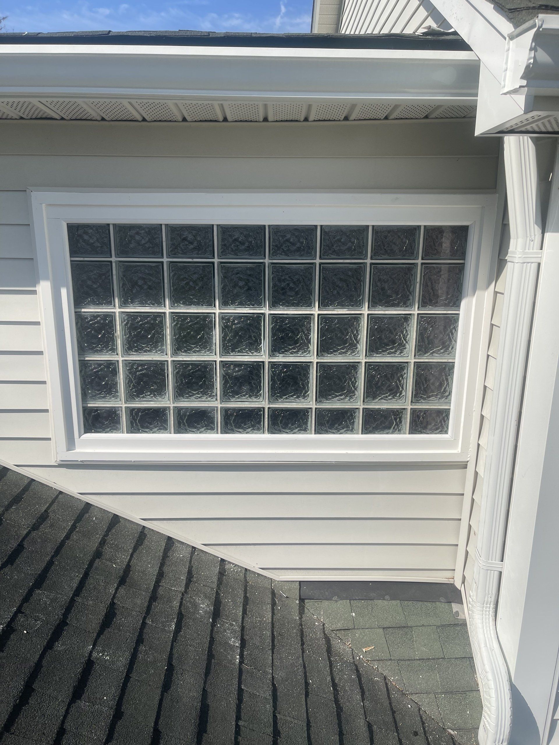 A new glass block installed on a house
